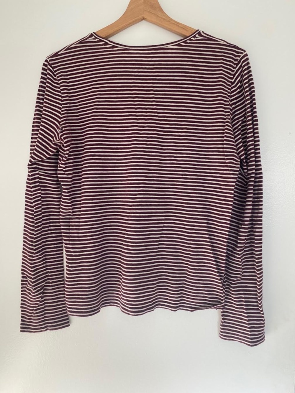 Everlane - Striped Longsleeve Top - Size Medium - Burgundy/White - Picture 3 of 6